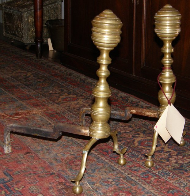 Pair of Chippendale Brass Andirons