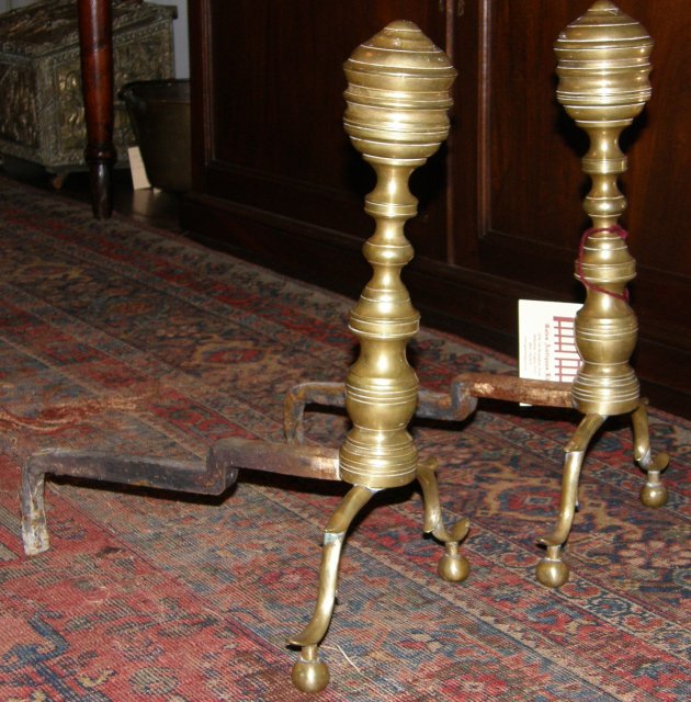 Pair of Chippendale Brass Andirons
