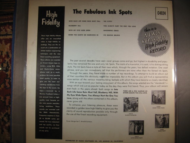 The Fabulous Ink Spots 33 1/3 LP Record