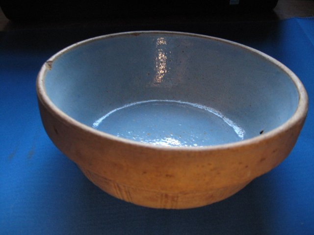 Blue Vintage Germam Stoneware Crock Bowl Twentieth (20th) Century