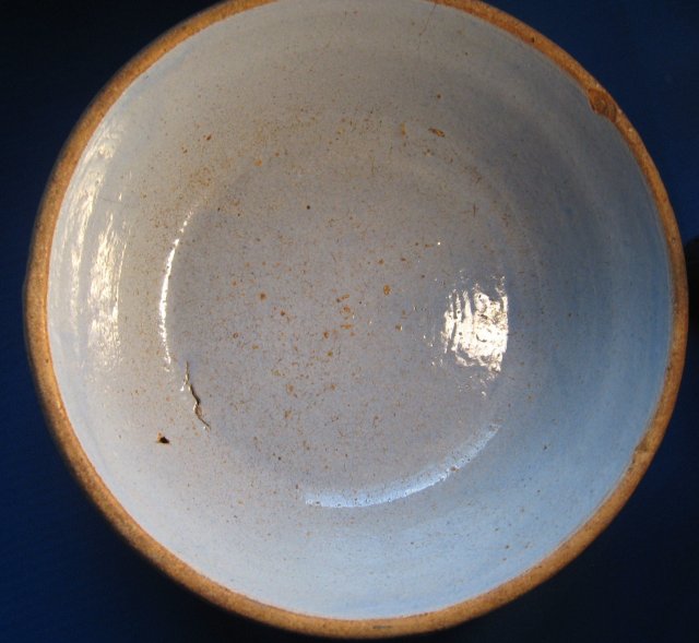Blue Vintage Germam Stoneware Crock Bowl Twentieth (20th) Century