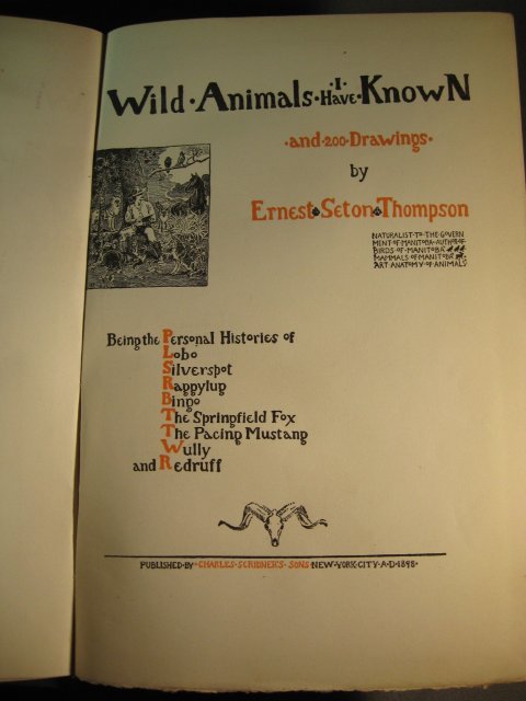 Wild Animals I Have Known Ernest Seton Thompson 1st ed. HB