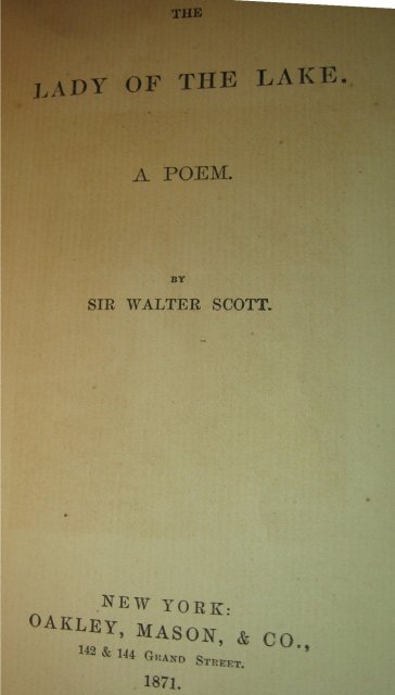 Lady of the Lakes, HB by Sir Walter Scott cp. 1871 1st ed.