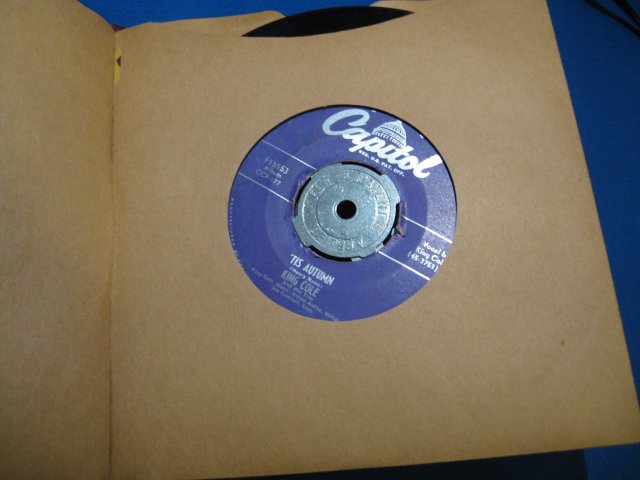 Lot of 16 45 RPM Records with Album (Nat King Cole, Patti Page, etc.)