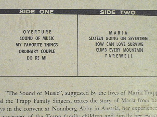 The Sound of Music Original Motion Picture Sound Track LP Record
