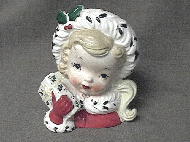 Napco Christmas Head Vase Young Girl