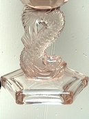 Pink Depression Glass Lamp with Dolphin