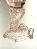 Pink Depression Glass Lamp with Dolphin