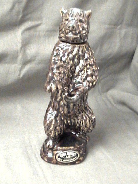 Bear Decanter Ezra Brooks 90 proof whiskey