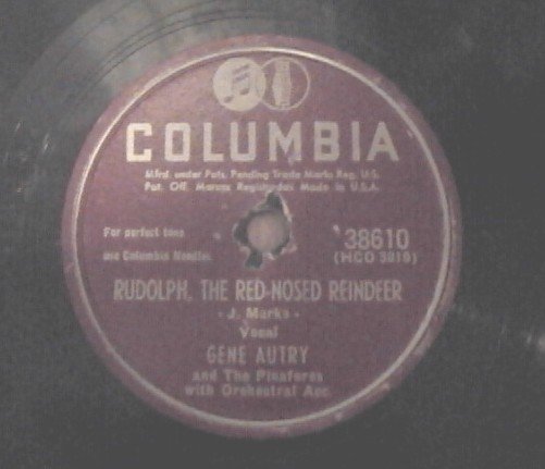 Rudolph the Red-nosed Reindeer by Gene Autry single record (7 inch)