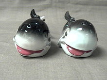 Pair of Marineland Whale Salt and Pepper Shakers