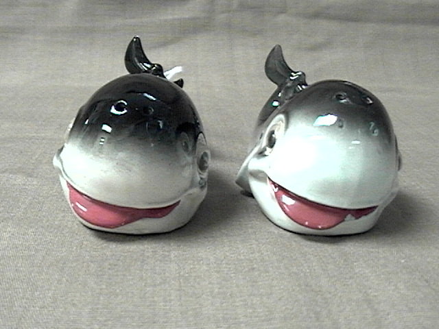 Pair of Marineland Whale Salt and Pepper Shakers