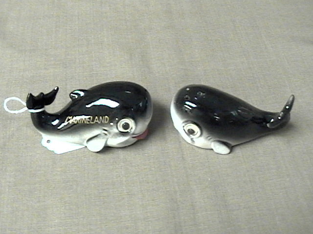 Pair of Marineland Whale Salt and Pepper Shakers