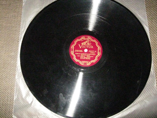 12-inch 78 RPM Record Hamlet's Sililoquy by John Barrymore