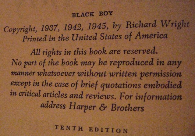 Black Boy by Richard White cp 1945