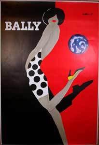 Villemot Bally Kick poster on linen late printing