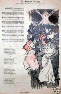 Steinlen Cover for Gil Blas 1890's Moulin Rouge