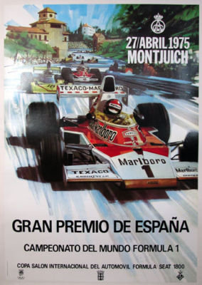 Grand Prix Spain Michael Turner original 1975 on linen