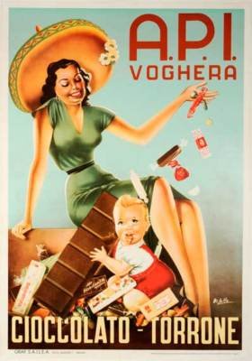 API Voghera Cioccolato Mexicain Hat 1950s poster