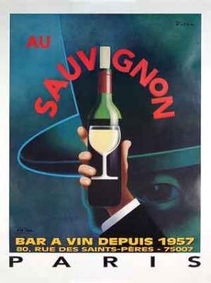 Au Sauvignon Wine Bar Poster by Razzia original mint 1995
