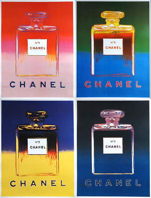 Medium CHANEL POSTER set of 4 by WARHOL ORIGINAL 1997 on linen