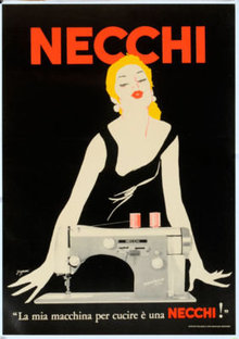 Necchi Sewing machine poster by Grignani 1950 original