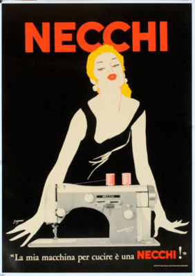 Necchi Sewing machine poster by Grignani 1950 original