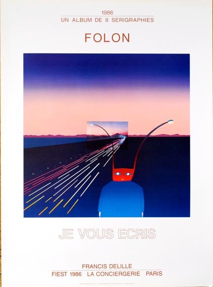 Jean Michel Folon Exhibition Je Vous Ecris Poster