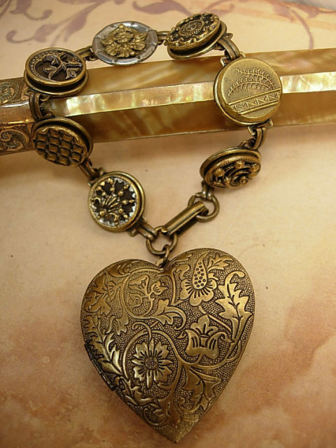 I cannot say Farewell button heart locket bracelet