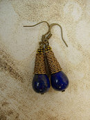 28ct Lapis Luzi modernist earrings Coil earrings pyrite and cobalt blue earrings