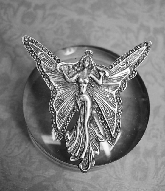 Vintage Nouveau Brooch Fairy Brooch sterling marcasite Brooch Goddess brooch