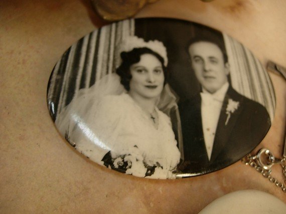 Estate Family portraits with Wedding necklace and sterling crucifix