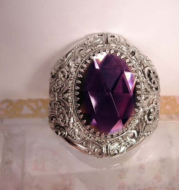 HUGE Gothic Amethyst GLass medieval Bracelet Fit for a DIVA