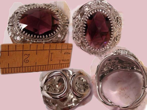 HUGE Gothic Amethyst GLass medieval Bracelet Fit for a DIVA