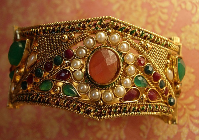 Ornate Gypsy Bracelet loaded with stones and metalwork