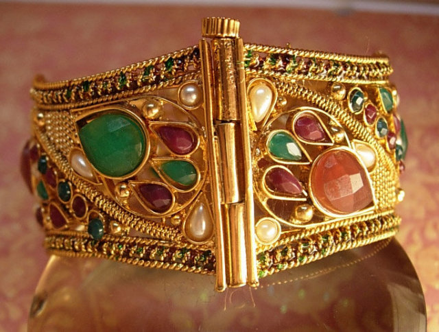 Ornate Gypsy Bracelet loaded with stones and metalwork