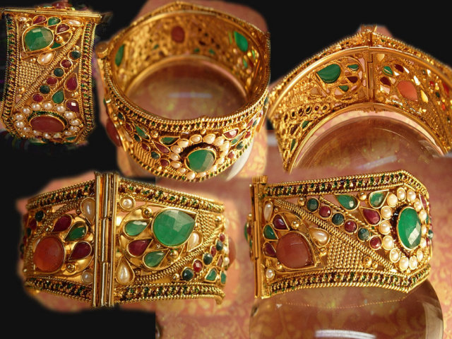 Ornate Gypsy Bracelet loaded with stones and metalwork