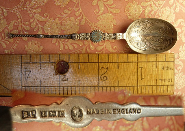 Victorian Hallmarked Enamel sterling Spoon nut spoon fabulous markings 1892 Bishton's Ltd