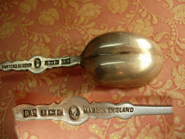 Victorian Hallmarked Enamel sterling Spoon nut spoon fabulous markings 1892 Bishton's Ltd