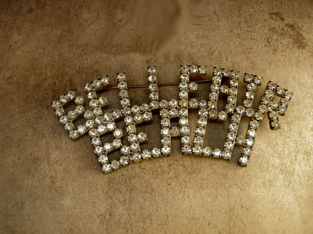 1920 art deco belleair beach rhinestone brooch HUGE paste rhinestones