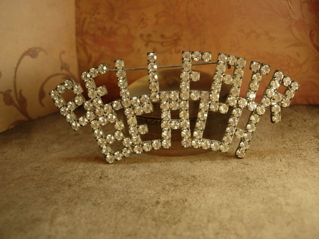 1920 art deco belleair beach rhinestone brooch HUGE paste rhinestones