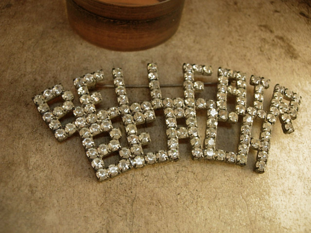 1920 art deco belleair beach rhinestone brooch HUGE paste rhinestones
