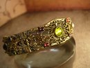 ANtique signed Czech jeweled bracelet with intricate filigree bangle late 1800s pre napier
