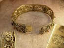 ANtique signed Czech jeweled bracelet with intricate filigree bangle late 1800s pre napier