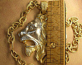 Vintage HUGE lion head necklace statement necklace