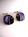 Gorgeous Sterling Enamel Signed Cufflinks Modernist relief