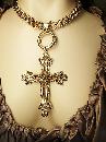 HUGe gothic cross necklace lion head with jeweled eyes