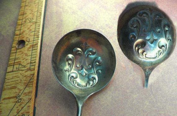 Antique enamel hallmarked silver spoon ladle or nut spoon R. Blackinton & Co