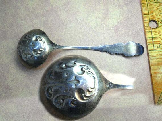 Antique enamel hallmarked silver spoon ladle or nut spoon R. Blackinton & Co