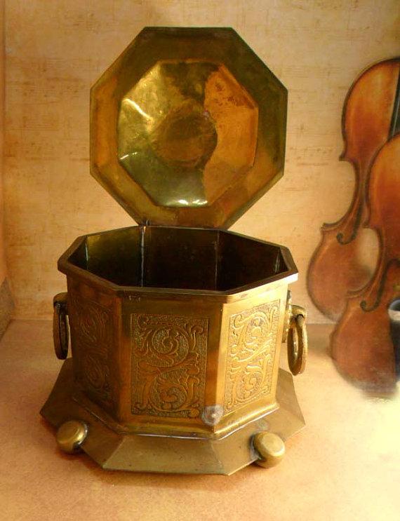 Hallmarked vintage tea caddy hinged lid doorknocker handles